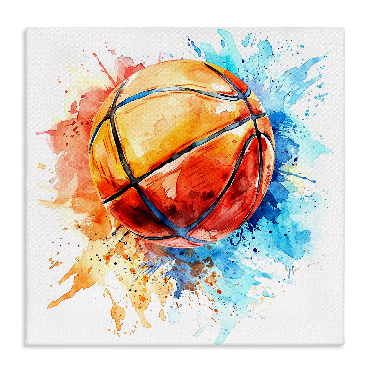 Stupell Industries Basketball Chromatic Splash Canvas Wall Art Design by LSR Design Studio